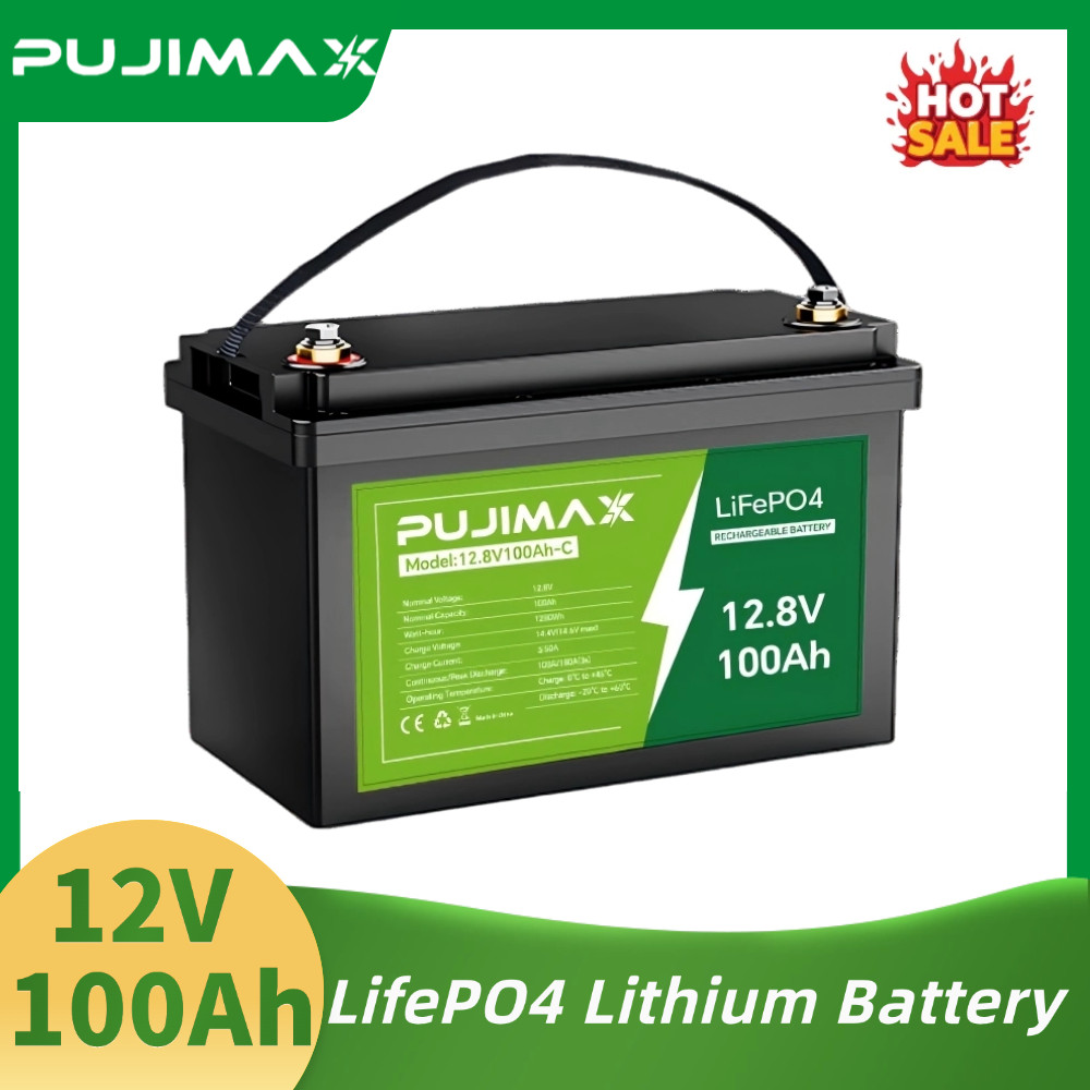 PUJIMAX 12V 100Ah LiFePO4 Lithium Battery Group31 BMS Deep Cycle For Motor Solar gallery