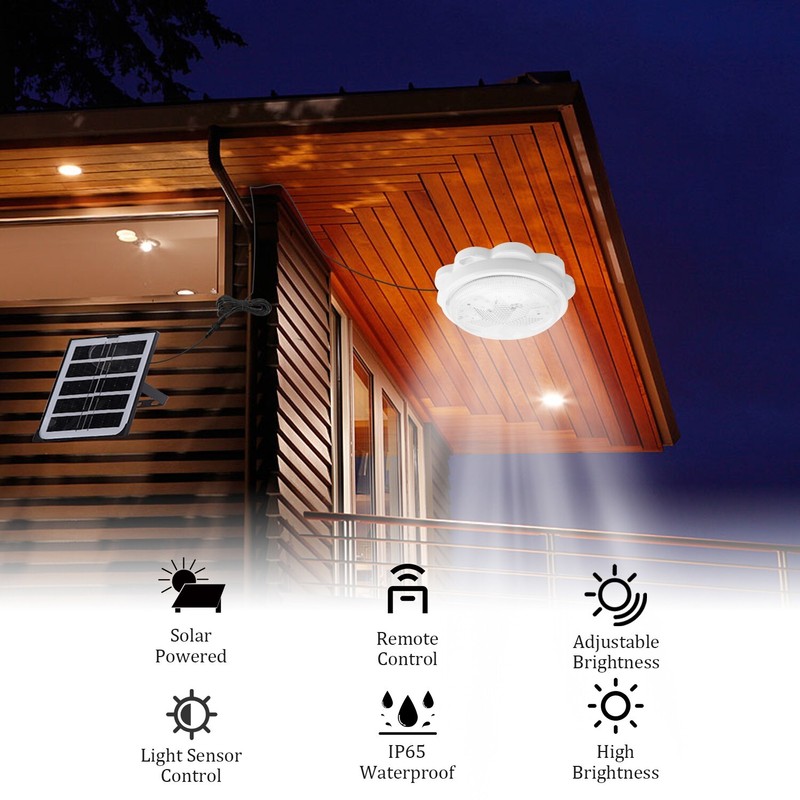 Solar LED Ceiling Light - Remote Control Pendant Lamp for Indoor & Garden Use gallery