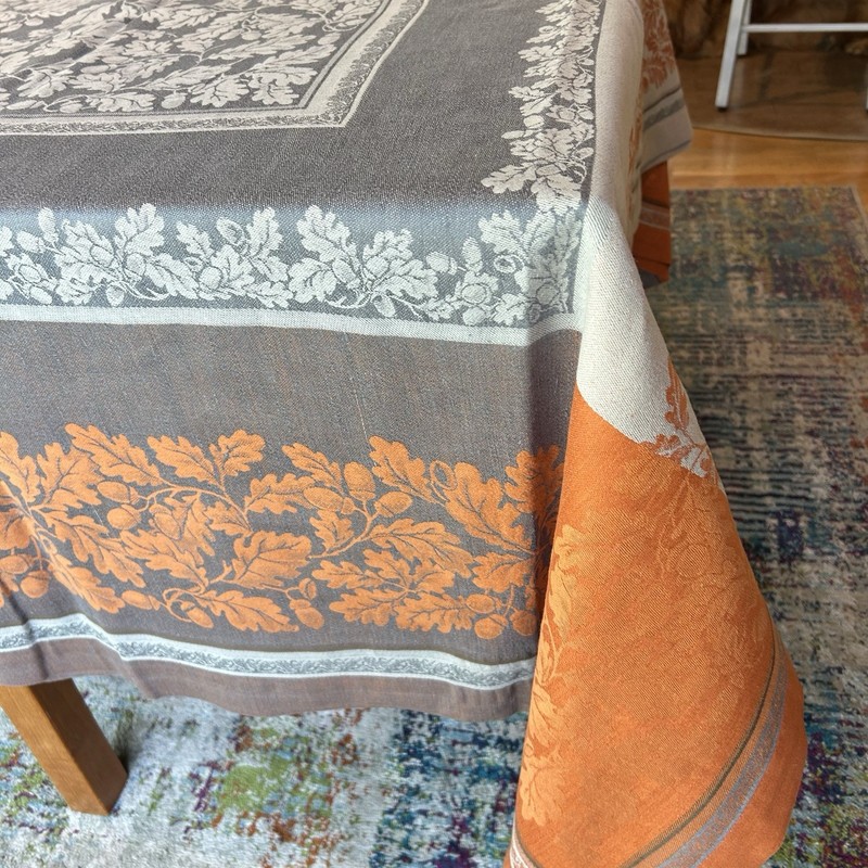 Williams Sonoma Jacquard Fall Foliage Tablecloth 70x126 & 6 Napkins Thanksgiving gallery