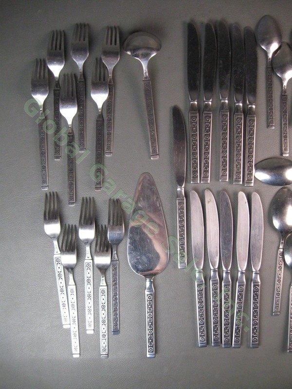 39pc Gorham Hacienda Stainless Mid Century Flatware Set Fork Spoon Knife Serving gallery