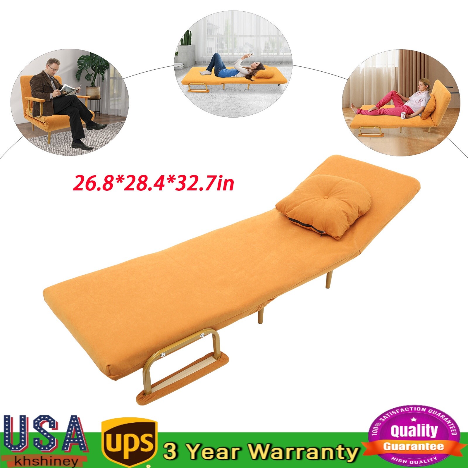 Convertible Sofa Bed Foldable Sofa Chair Bed Folding Sofa Bed Orange Living room gallery