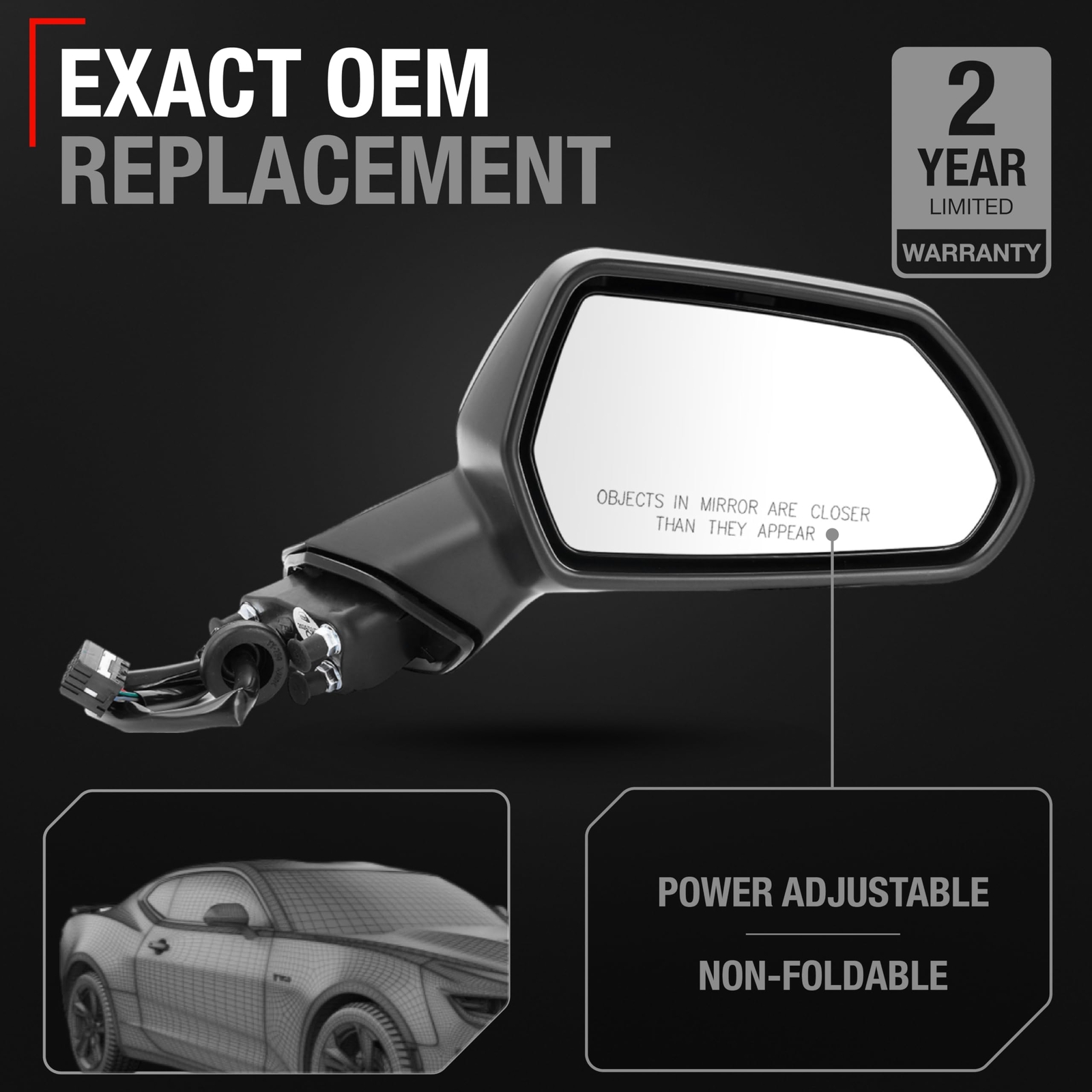 Chevrolet Camaro Passenger Side Mirror Replacement - Powered Adjustment, Non-... gallery
