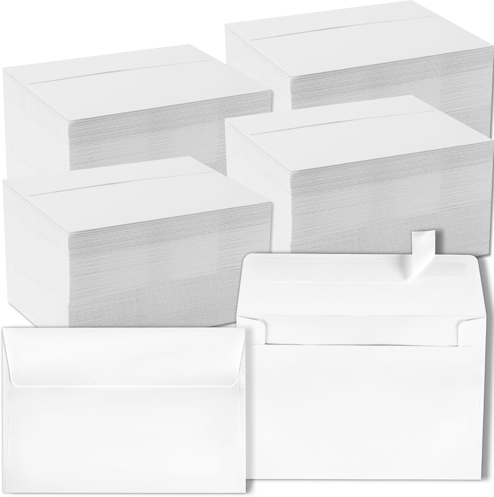 1000 Pack White A7 Self-Seal Envelopes - 5.25x7.25 for 5x7 Cards