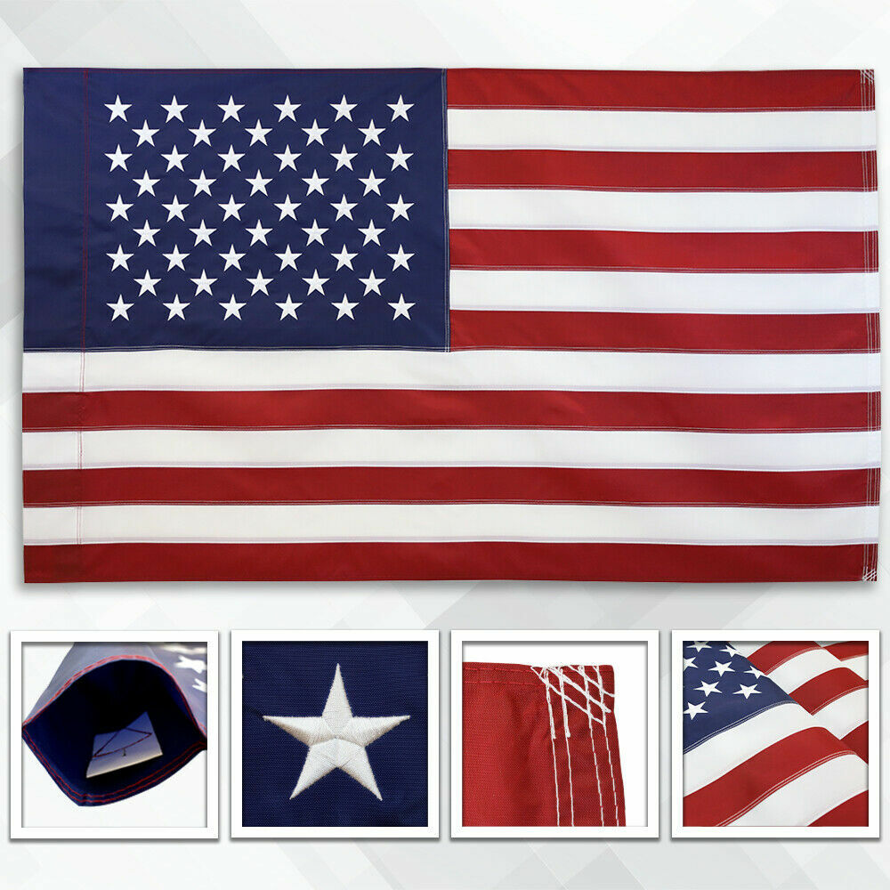 Embroidered USA Flag 28"x48" Embroidered American House Flag Sleeved USA Flag gallery