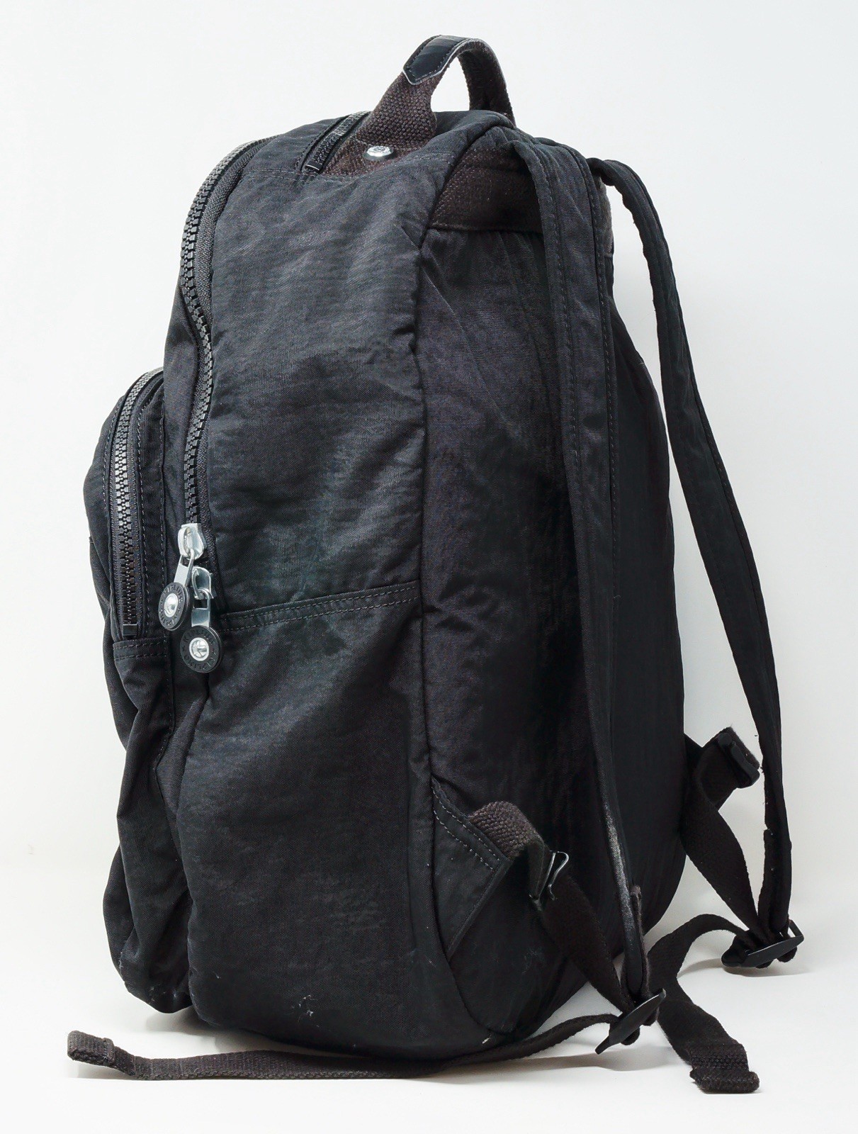 Kipling Black Nylon Backpack Adjustable Straps Multiple Pockets Zipper 4