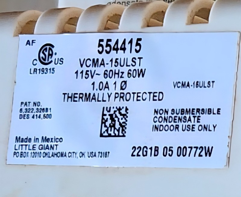 VCMA-15 Series Condensate Pump: Compact 11” x 5” x 7”, Ideal for Drainage gallery