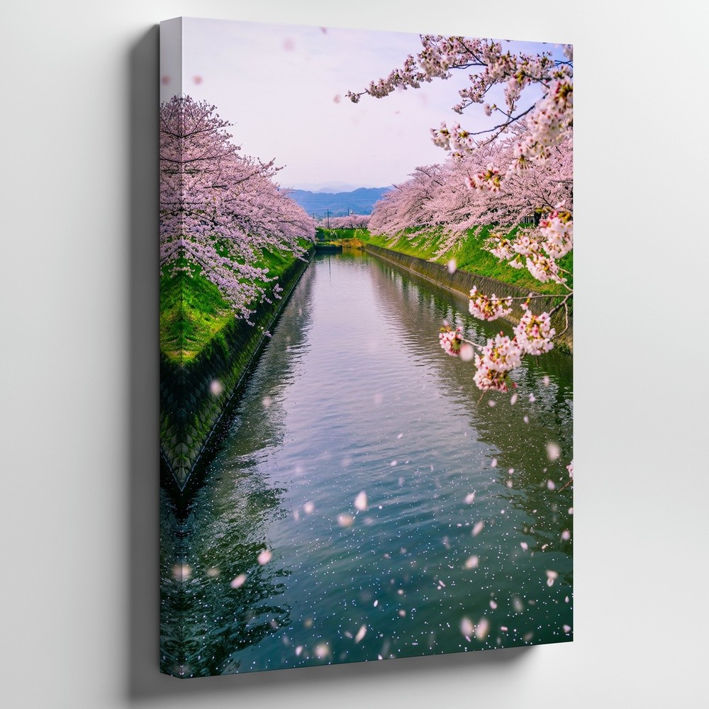 Serene Landscape Featuring A Tranquil River Bordered By Lush Greenery Wall Art