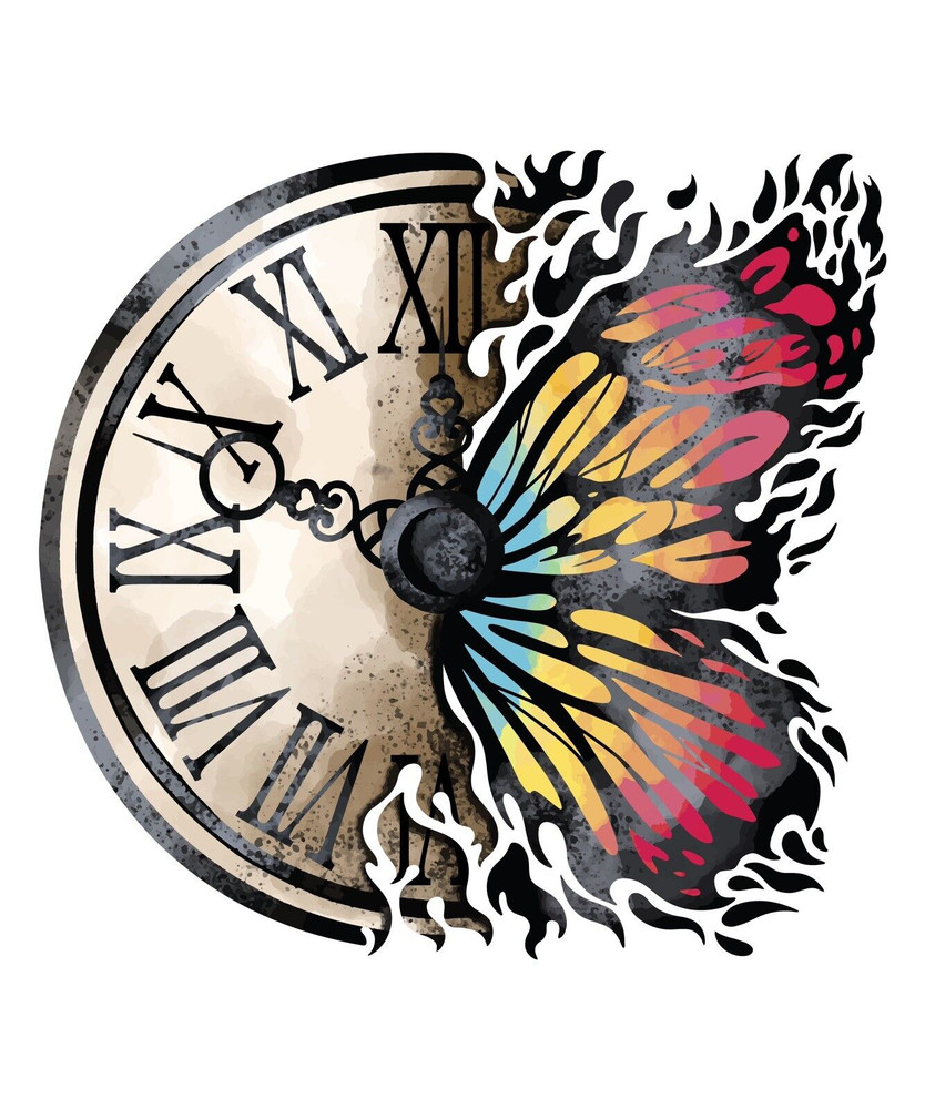 Clock Butterfly Sticker
