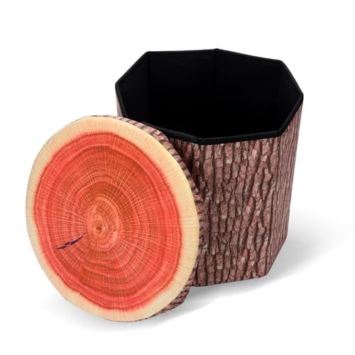 Round Storage Ottoman Cube, Tree Stump Stool, Forest Decor, Multifunctional gallery