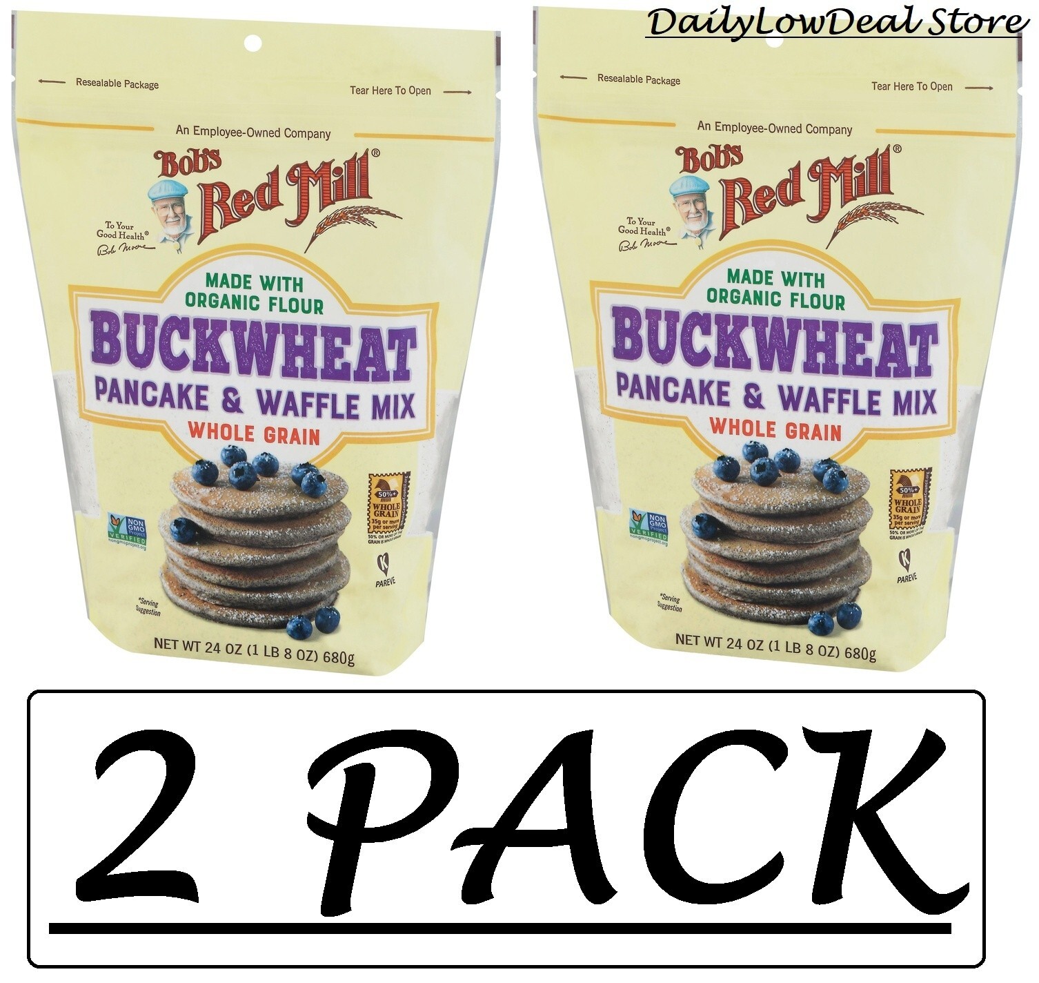 2 PACK - Bob's Red Mill Buckwheat Pancake & Waffle Mix, 24 oz (Total 48 oz) gallery