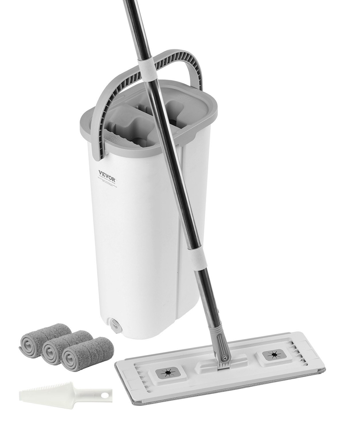 Mop and Bucket with Wringer Set, Wet & Dry Use, Flat Mop and Bucket System with gallery