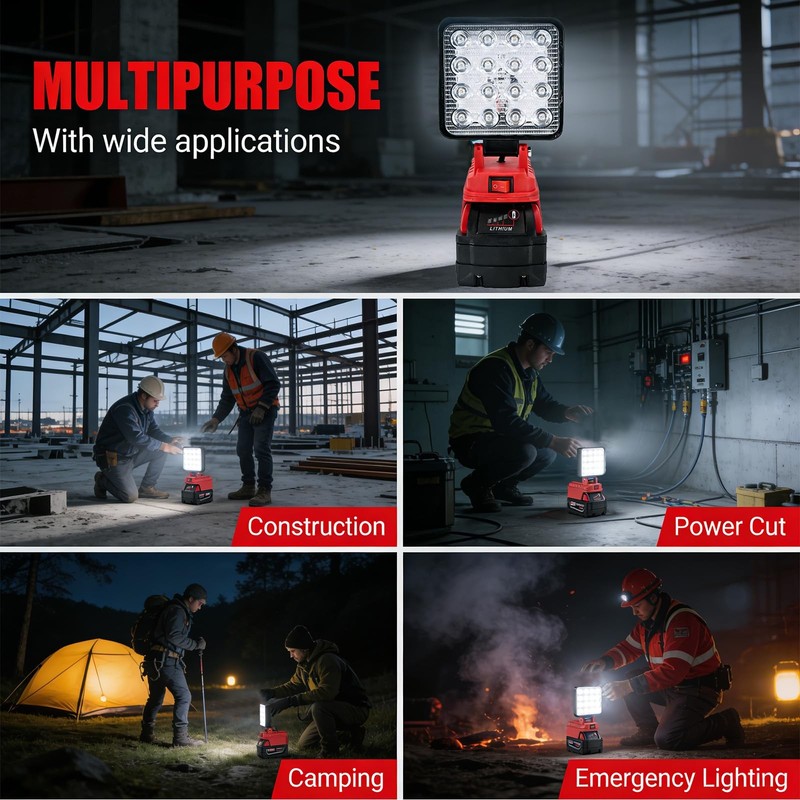 Cordless LED Work Light Compatible with Milwaukee M18 Battery, 5400 Lumens LE... gallery