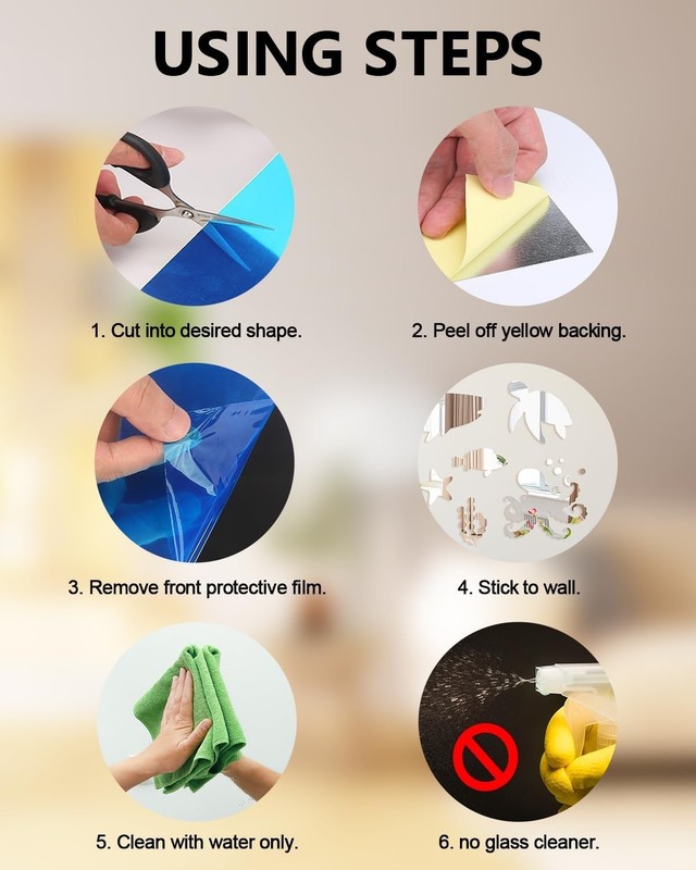 12Pack Acrylic Flexible Mirror Sheets,12x12 Inch Self-Adhesive Mirror Tiles gallery