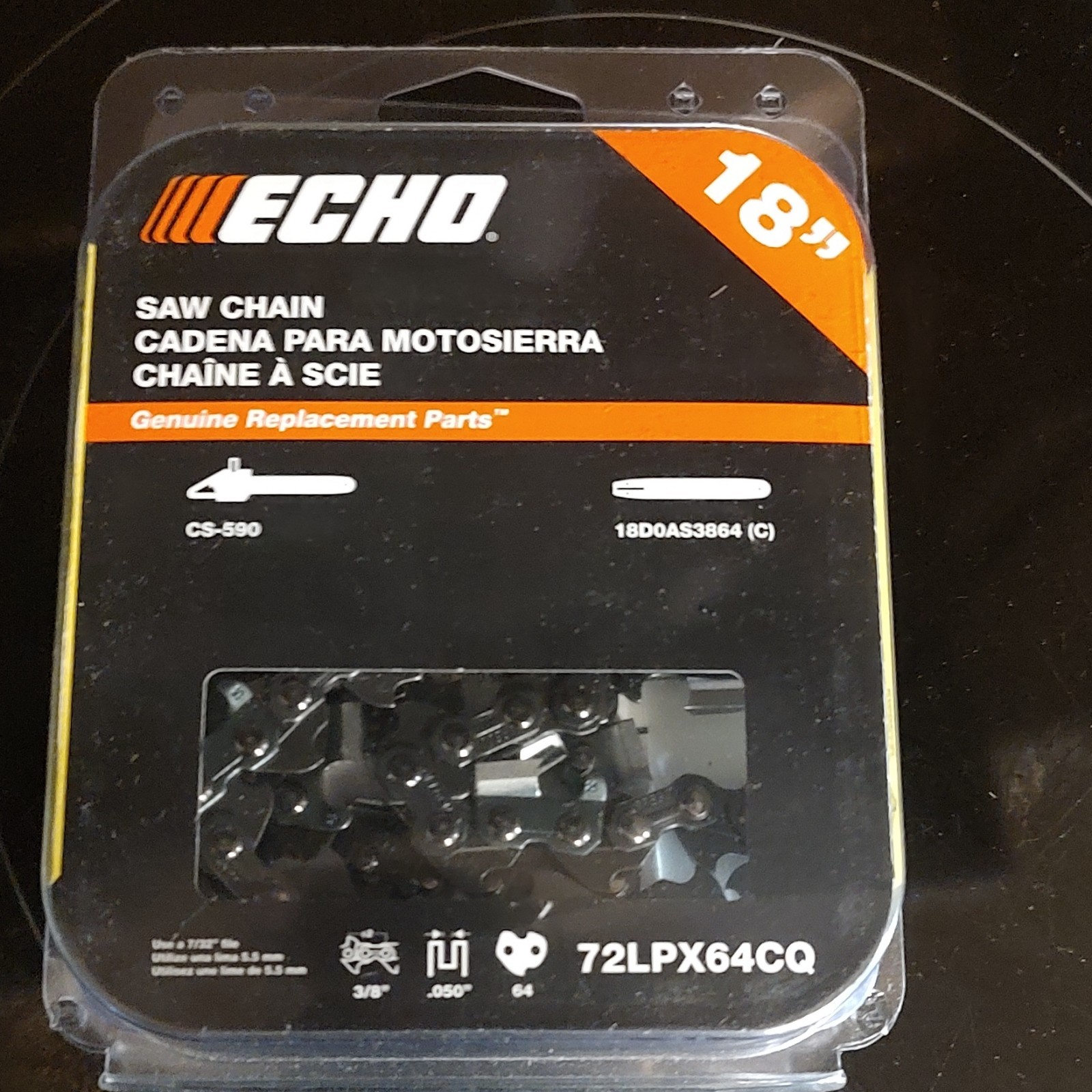 2 Pack Of ECHO 18 in Chainsaw Chain 72LPX64CQ / 18D0AS3864 for ECHO CS-590 gallery