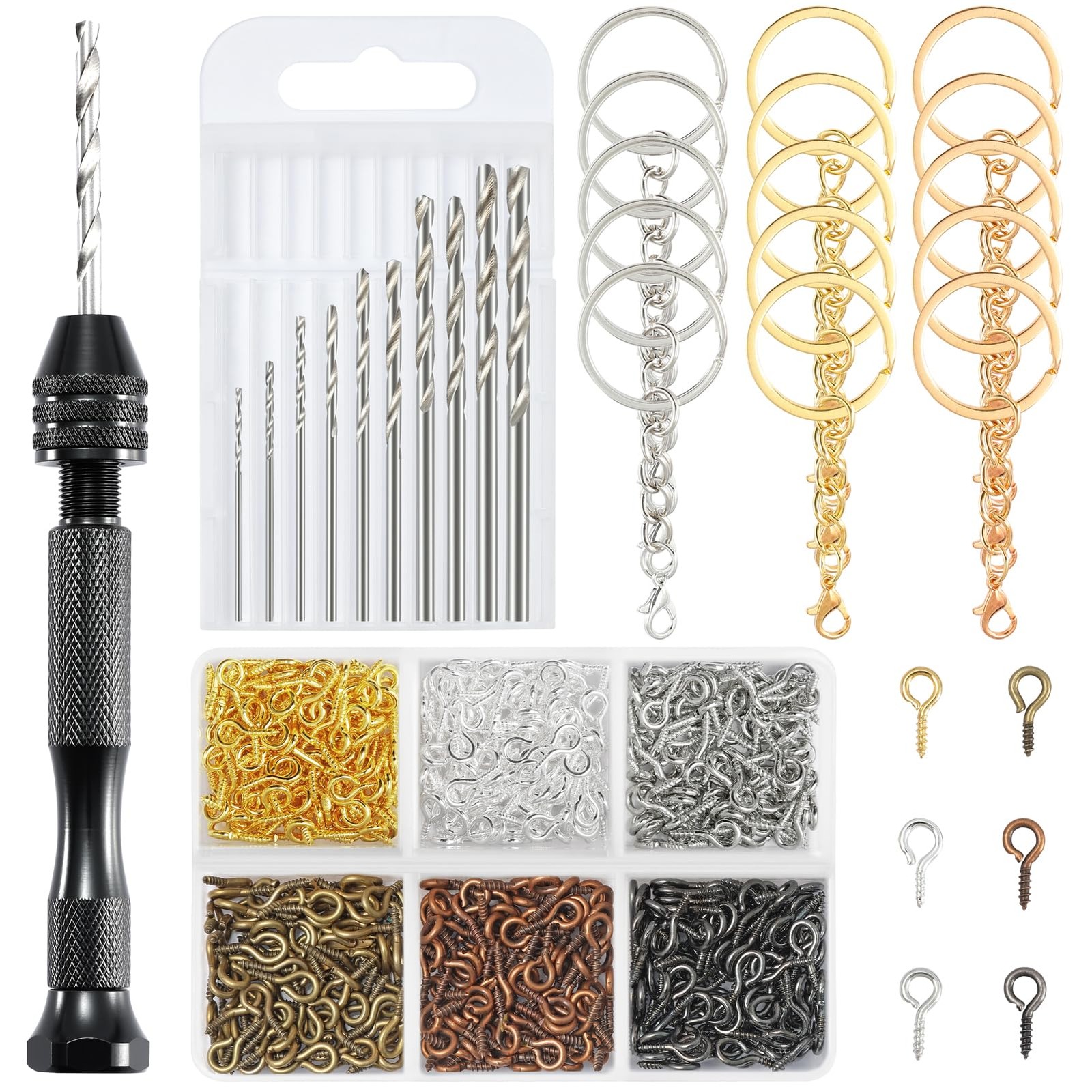 Hand Drill Set for Resin Crafts, Pin Vise Jewelry Making Kit with 10 Drill Bi... gallery