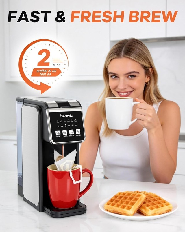 Single Serve Coffee Maker with Built-in Grinder, Fast Brew 6-16oz Single Cup ... gallery