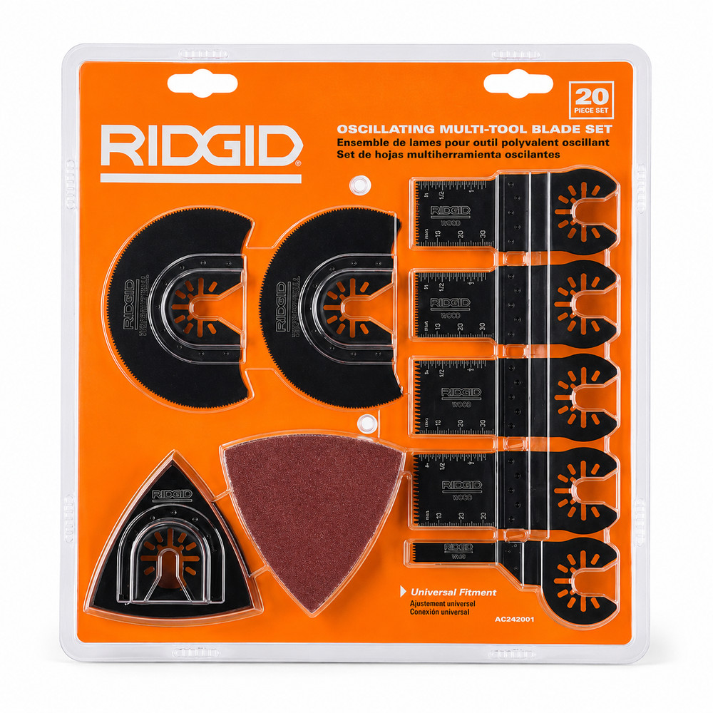 RIDGID AC242001 20 Pc Oscillating Multi Tool Blade Set Kit NEW Universal Blades