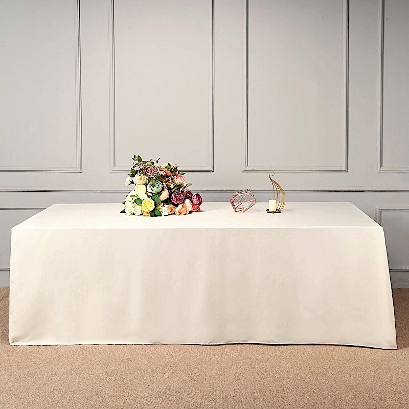 BEIGE Polyester 90x156" Rectangle TABLECLOTHS Wedding Party Home Linens SALE