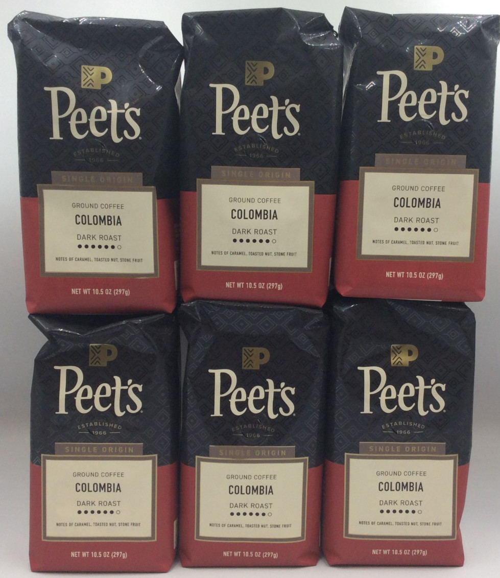 Peet's Coffee Colombia Ground Coffee, Dark Roast, 10.5oz, 6 Bags ☕AUG/2026☕ gallery
