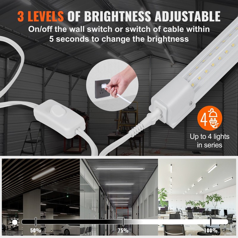10 Pack 8FT LED Shop Light 80W Linkable Ceiling Shop Light Fixture 10000LM gallery