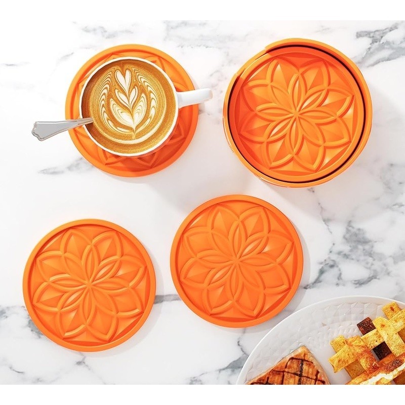 Silicone Drink Coaster Set 6 Pack Holder Anti-Slip Heat Resistant Multi-Use gallery