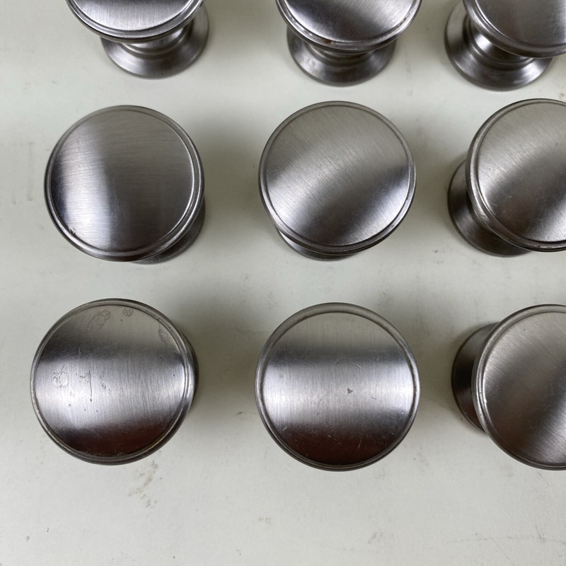Round Brushed Nickel Silver Cabinet Drawer Knob Pull Handle - Lot of 24 gallery