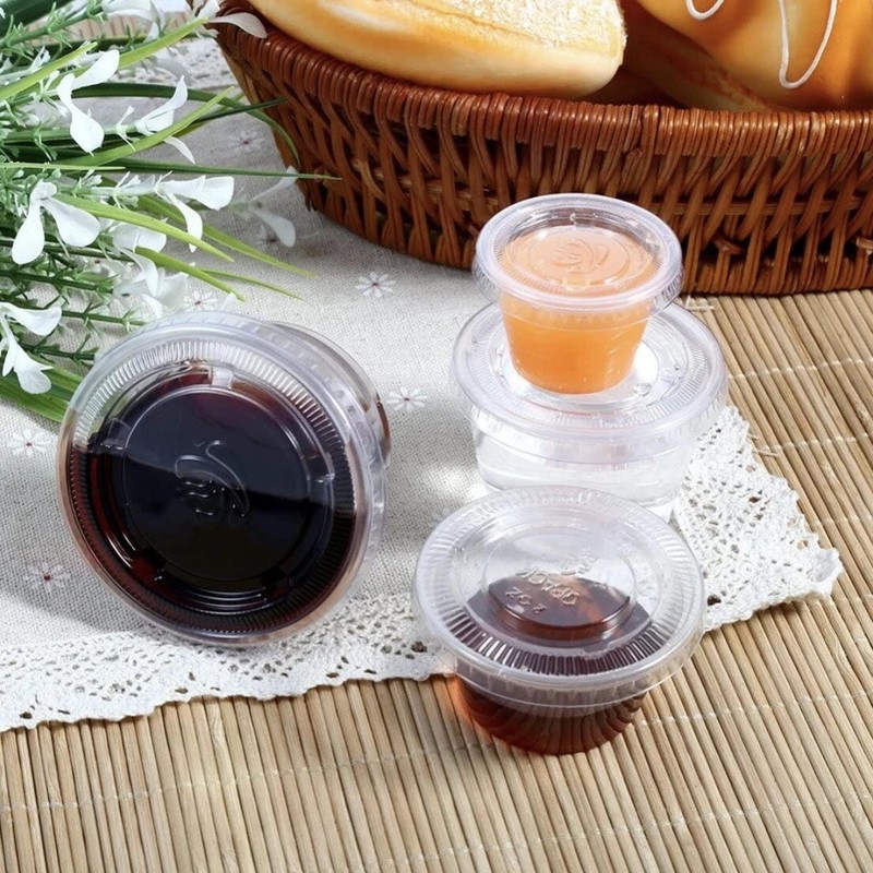 5.5oz Plastic Clear Portion Cups with Lids Pack of 600 for Sauce Cup BPA Free gallery