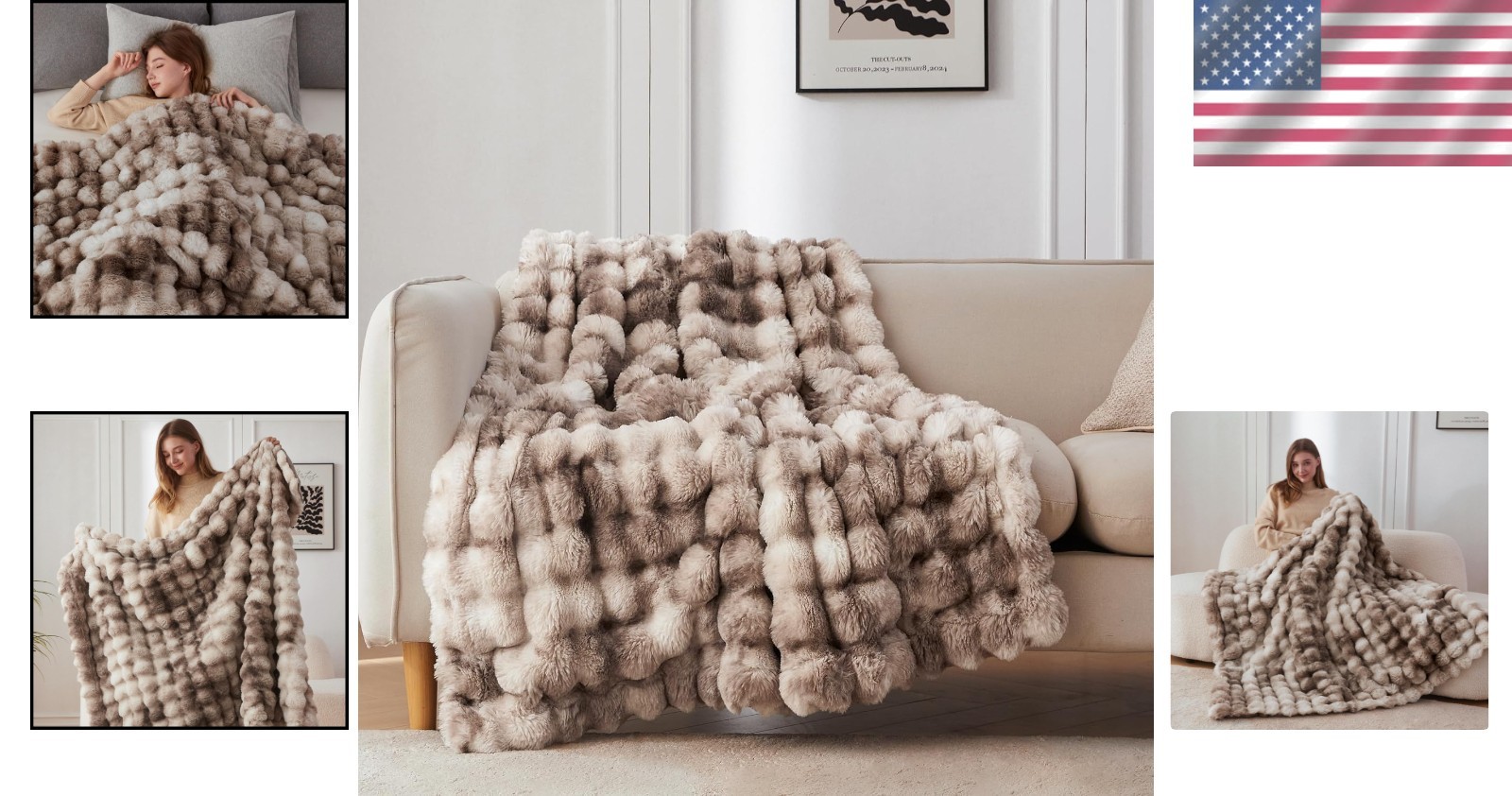 Machine Washable Faux Fur Throw Blanket 50x60, Tie Dye Brown - Easy Care Luxury gallery