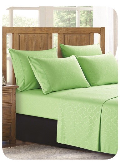 Platinum Hotel Quality Embossed Queen Sheet Set 4 Pillow Cases Mint Green Minty gallery
