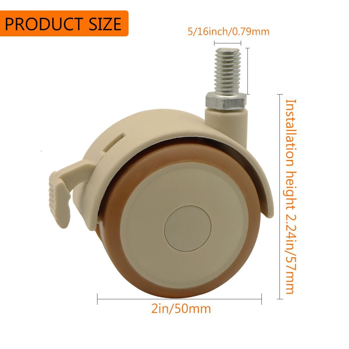 2" Stem Casters Replacement Casters 4Pcs Threaded Swivel Furniture Caster Whe... gallery