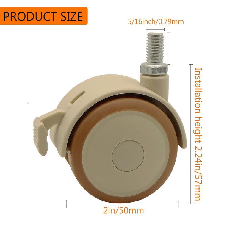 2" Stem Casters Replacement Casters 4Pcs Threaded Swivel Furniture Caster Whe... gallery