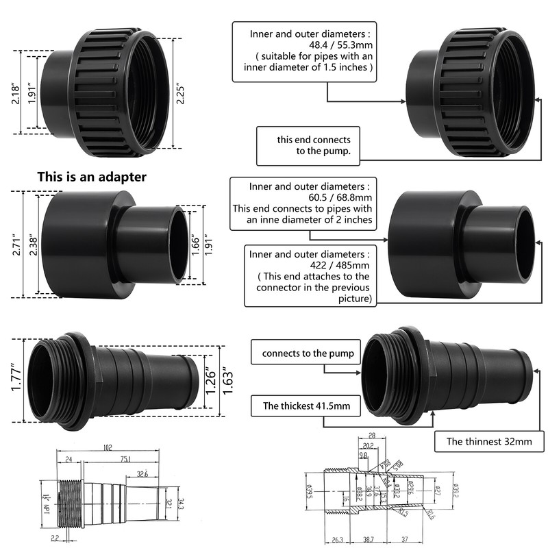 2Pcs Pool PVC Fitting Tube Fitting Adapter Hose Connector For Swimming Pool Pump gallery