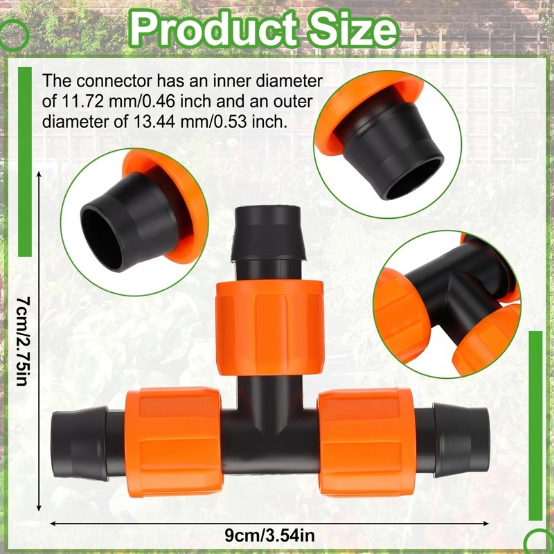 Tujoe 50 Pcs Drip Irrigation Tee Fittings 5/8 Inch Universal Tee Connector Dr... gallery