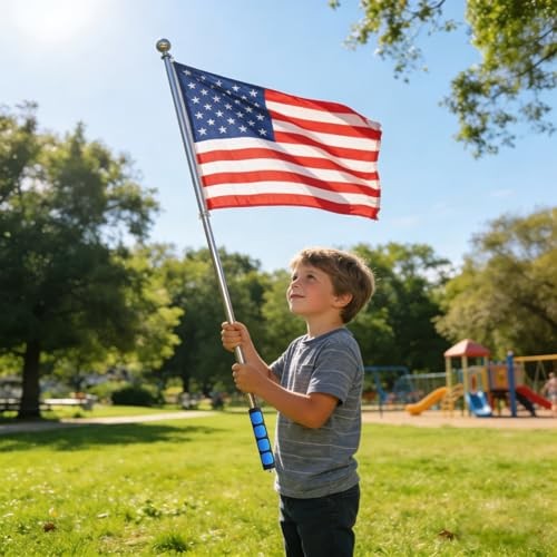 -Pack Assorted Color Telescoping Handheld Flagpole, 63'' Portable Stainless 8 gallery