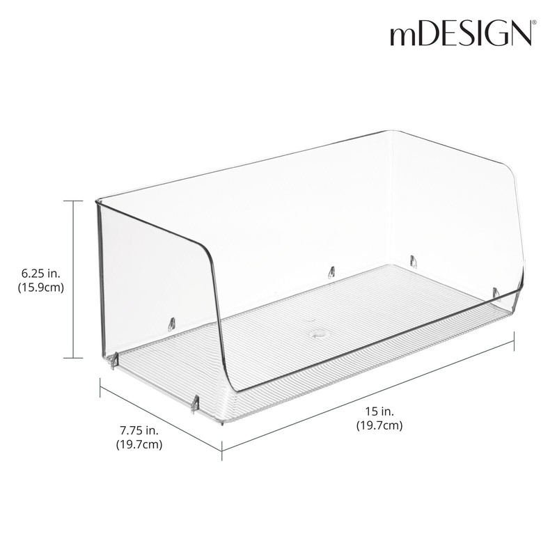 mDesign Modern Stackable Plastic Open 7.75 x 15 x 6.25 (Pack of 2), Clear gallery