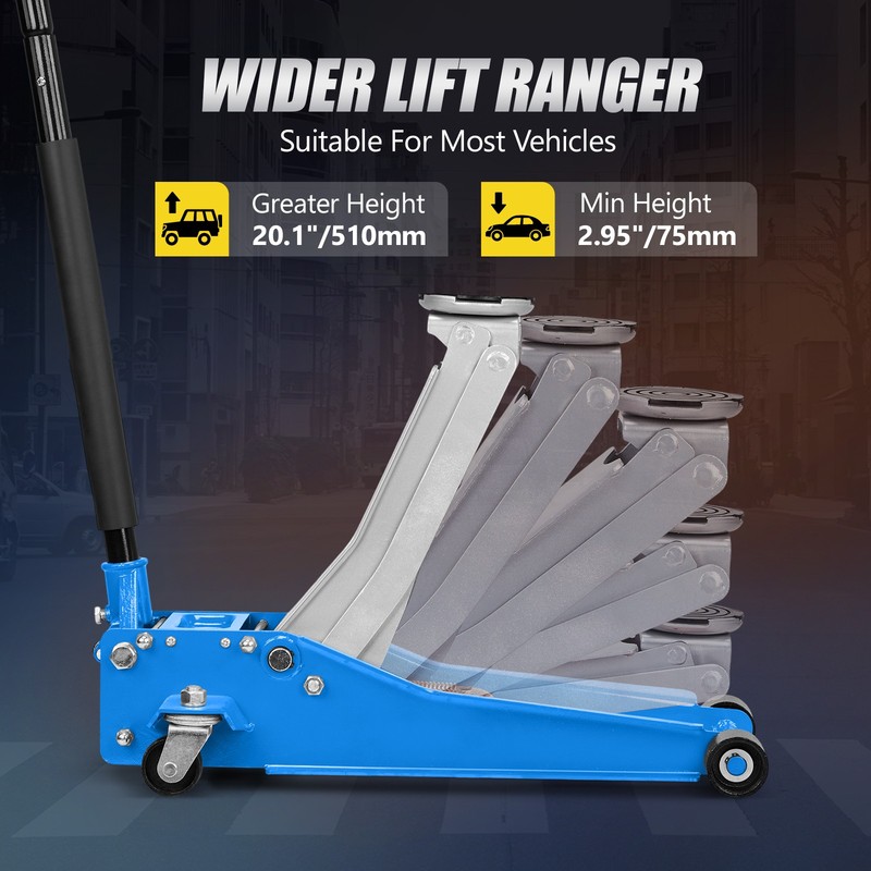 3 Ton Capacity Low Profile Car Jack Quick Lift Floor Stands Lifting Tool Azure gallery