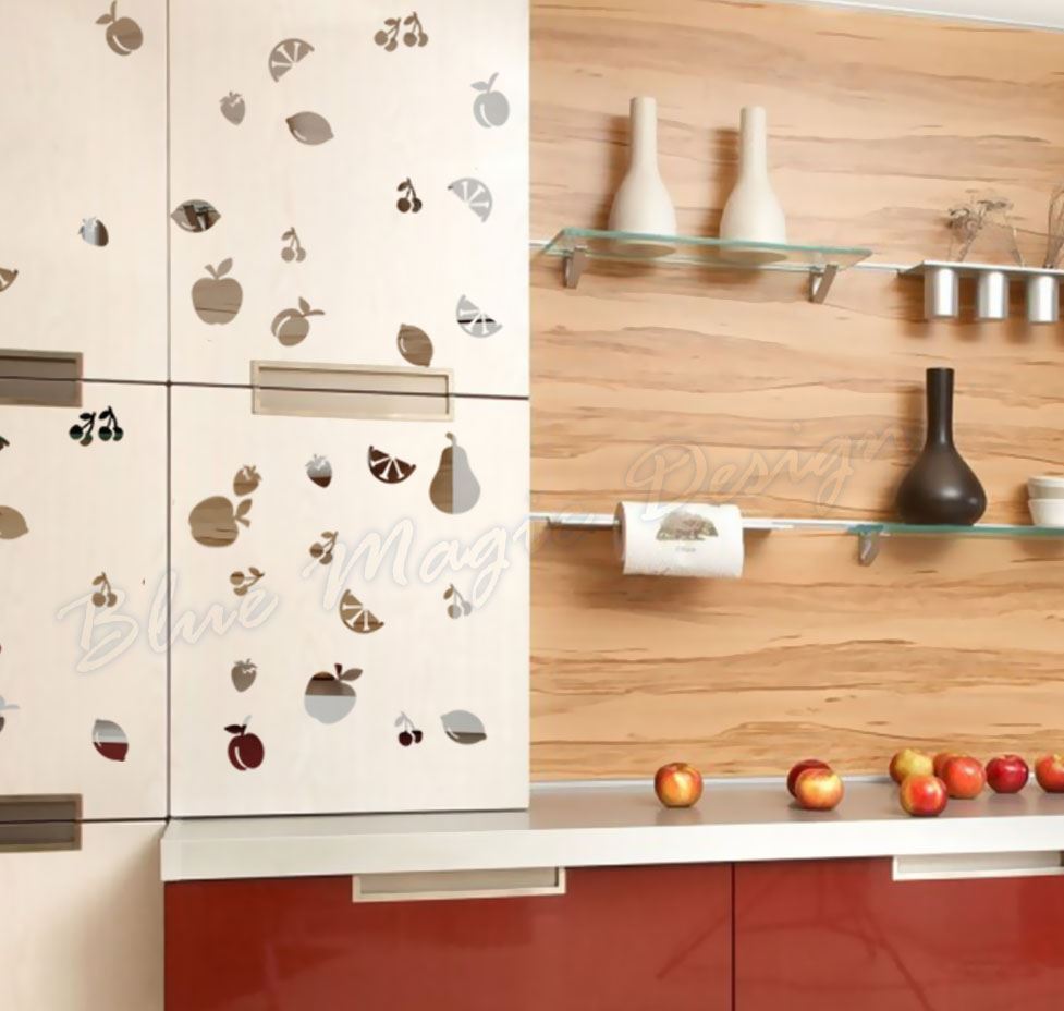 50 Real Size Mixed Fruit Chrome Sticker Kitchen Fridge Wall Car Decoration Decal gallery
