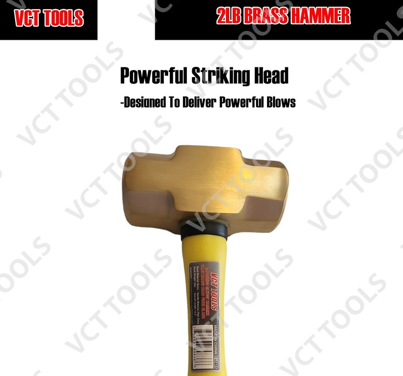 2 Pound Solid Brass Hammer with Hickory Wood Handle Non Marring Non Sparking 2lb gallery