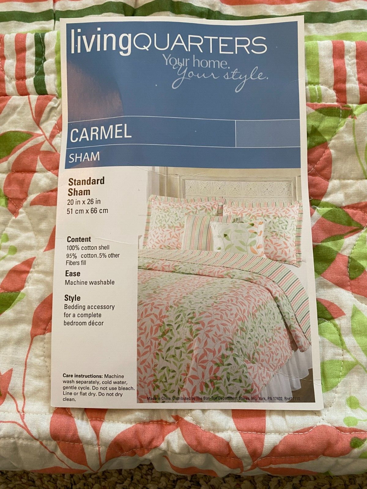 Standard Pillow Sham 20" x 26" Pink & Green Living Quarters Carmel Beach Girls gallery