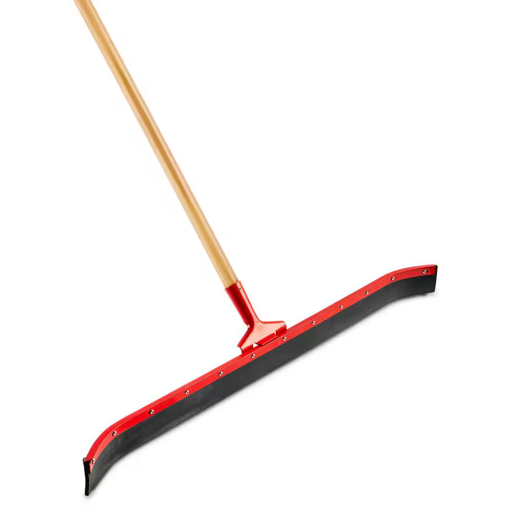 36 In. Curved Rubber Floor Squeegee with 60 In. Wood Handle gallery
