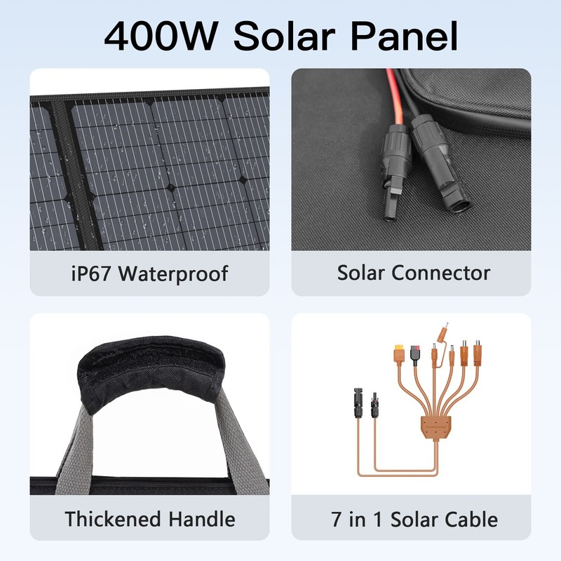 400w Portable Solar Panel Foldable for EcoFlow DELTA Pro Ultra Power Station gallery