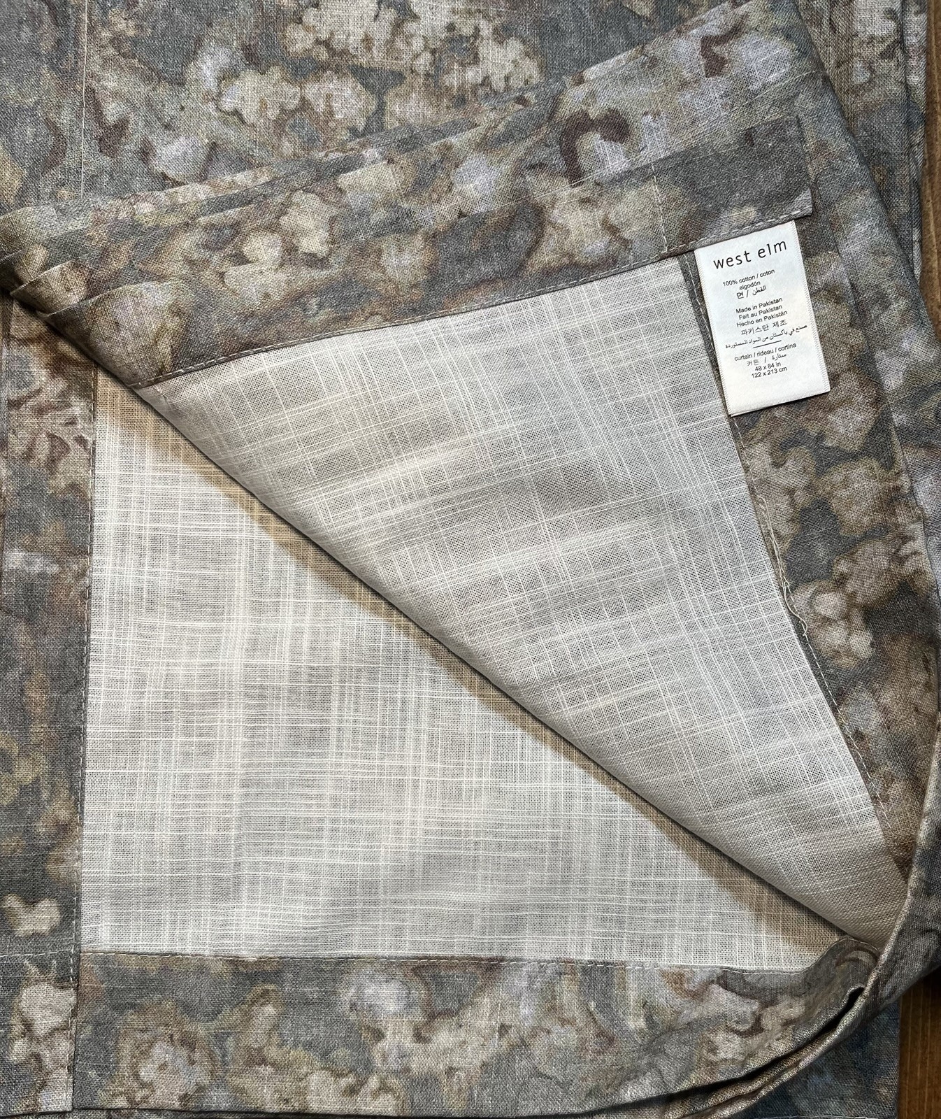 West Elm Abstract Hydrangea Curtain Drape (1) 48”x84” Aegean gallery