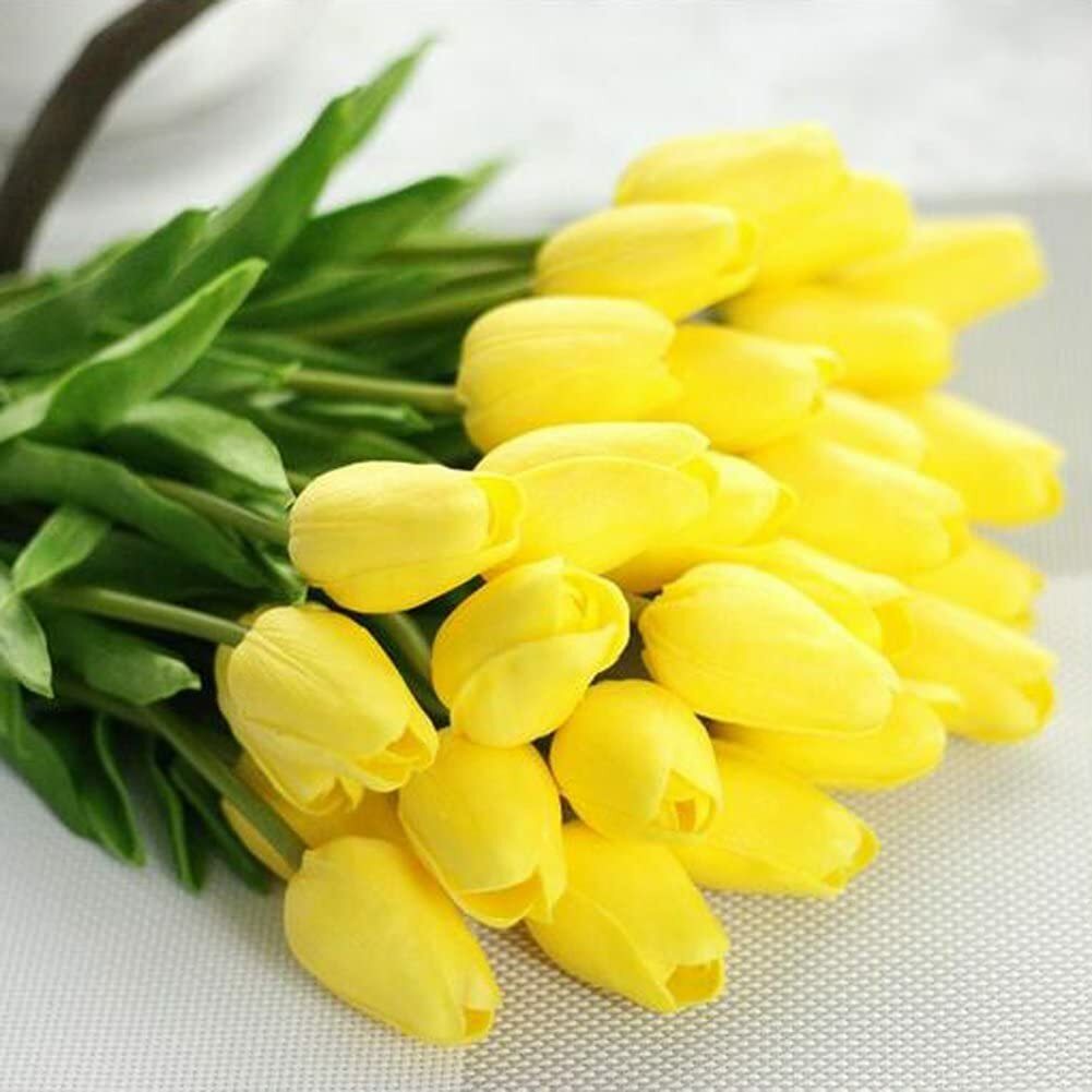 10 PACK Artificial Tulips Real Touch Bridal Home Wedding Party Festival Decor US gallery
