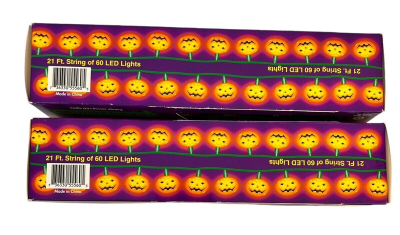 Mr. Light Pumpkin Lights 21 Ft String 60 LED Lights Halloween 1" x 1"- 2 AVAIL gallery