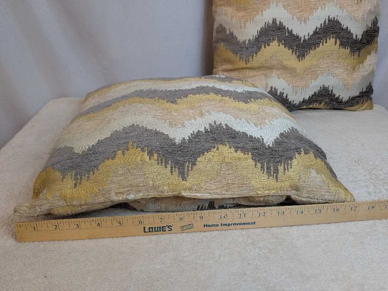 2 Chevron Zigzag Accent Throw Pillow Covers Lumbar Boho Home Decor Gold Gray gallery