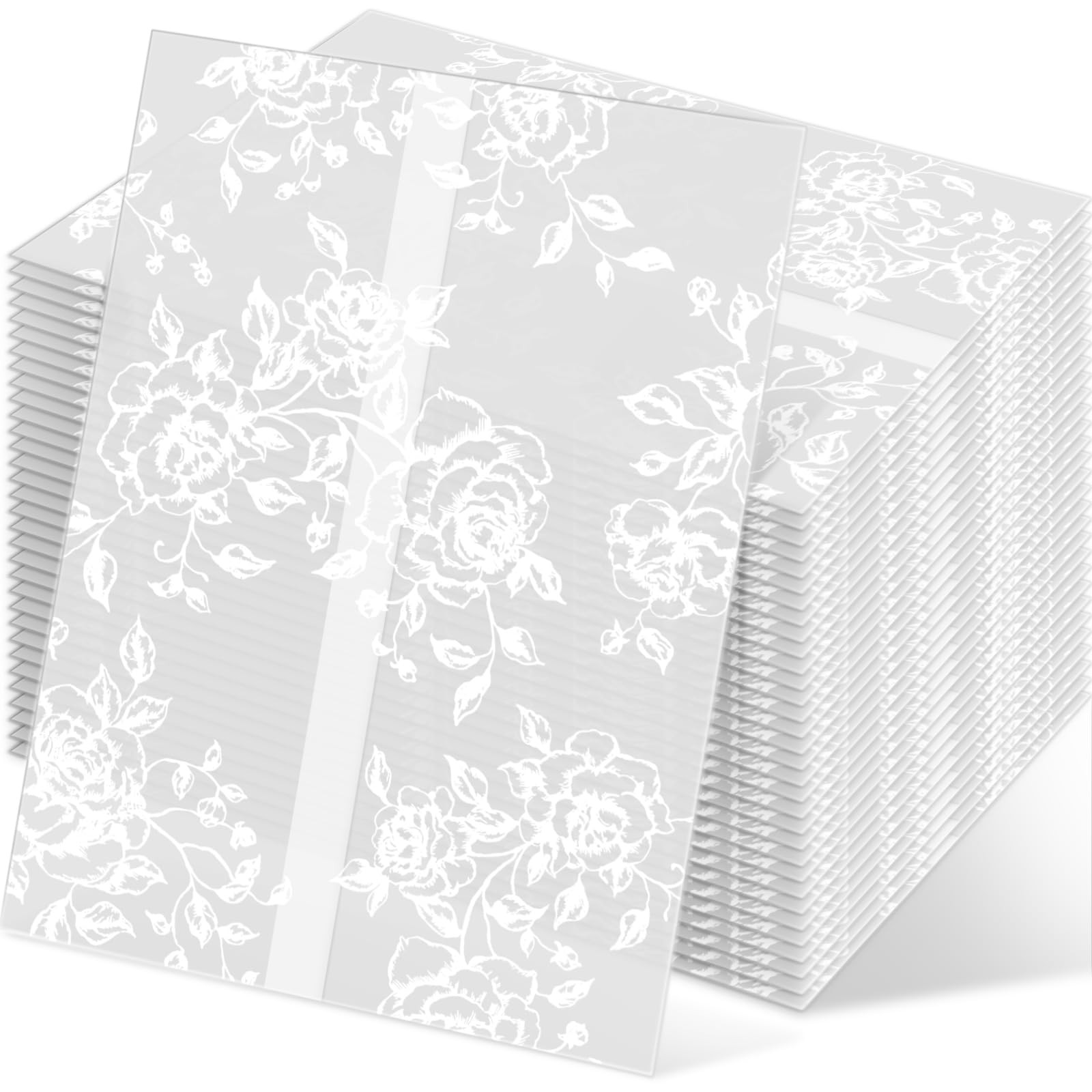 100 PCS Rose Pattern PreFolded Vellum Jackets 135GSM For 5x7 Inch Card Wrap gallery