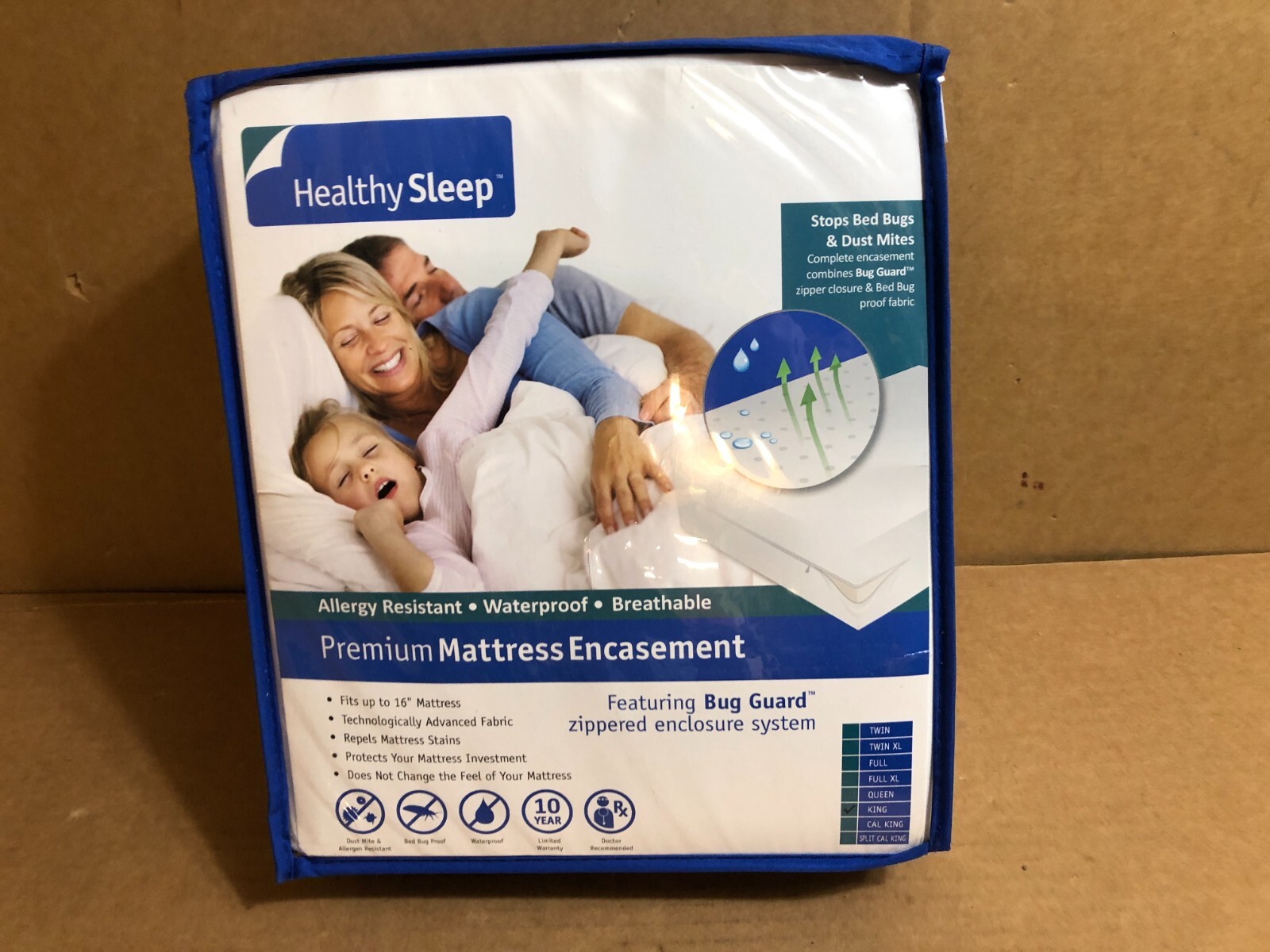 Healthy Sleep Premium KING Mattress Encasement, Waterproof, Allergy, Zip Close** gallery