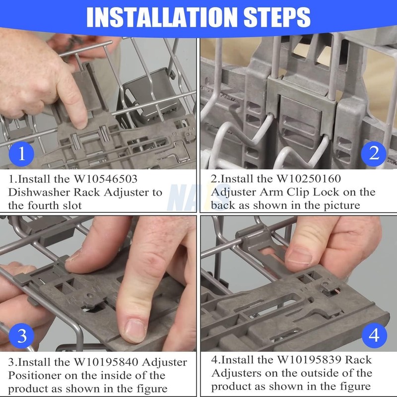 8 Pcs Upgraded Dishwasher Upper Rack Adjuster W10546503 W10195840 W10195839 gallery