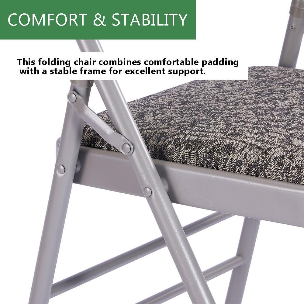 Fabric Grey Steel Frame Padded Folding Chair(4 PACK) gallery