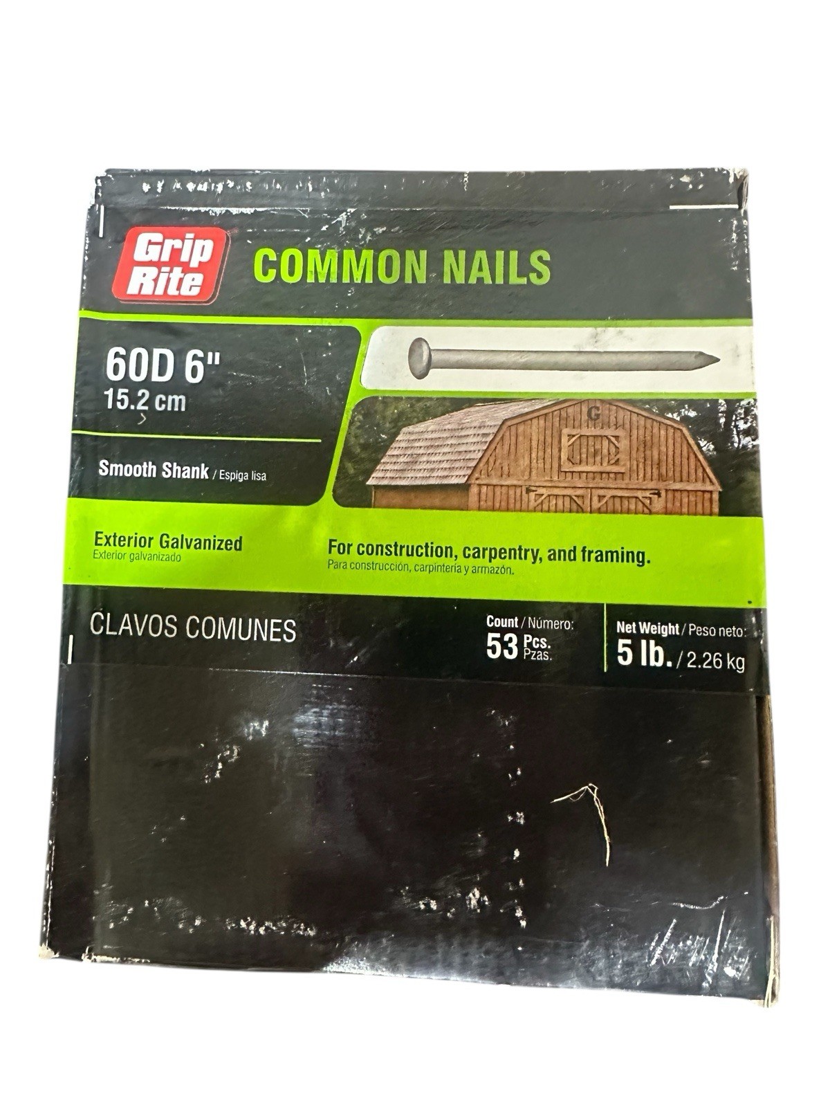 Grip-Rite Common Galvanized Smooth Shank Nails 60D 6” 5 Lb gallery